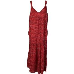 Joie Bondi Daytime Tea Rose Sleeveless V-Neck 100% Cotton Red Pink Dress sz XL